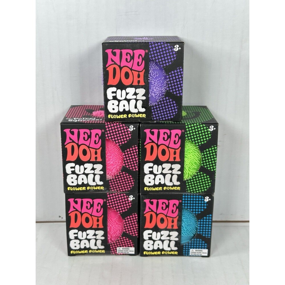 Lot Of 5 - NeeDoh Nee Doh Velvet Squeeze Fuzzball Green Pink Blue Purple NEW